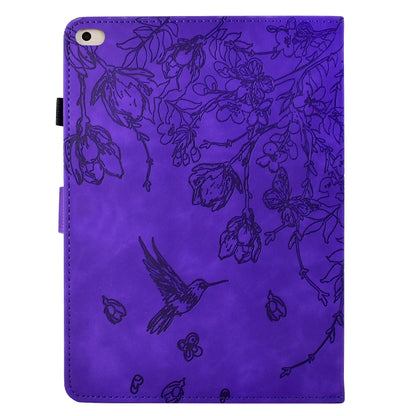 For iPad 9.7 2018 / 2017 Flowers and Bird Embossed Smart Leather Tablet Case(Purple) - iPad 9.7 (2018) & (2017) Cases by buy2fix | Online Shopping UK | buy2fix