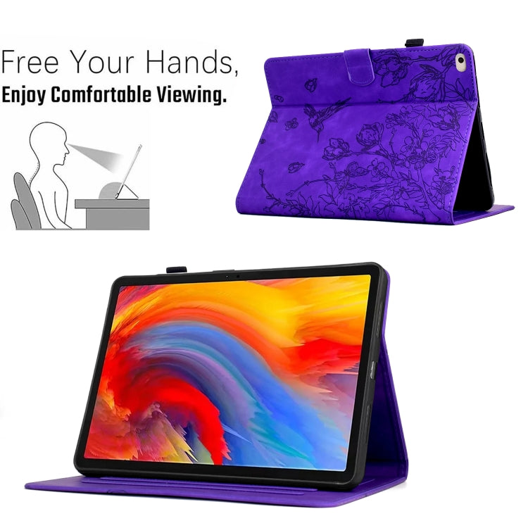 For iPad 9.7 2018 / 2017 Flowers and Bird Embossed Smart Leather Tablet Case(Purple) - iPad 9.7 (2018) & (2017) Cases by buy2fix | Online Shopping UK | buy2fix