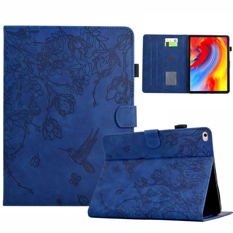 For iPad 9.7 2018 / 2017 Flowers and Bird Embossed Smart Leather Tablet Case(Dark Blue) - iPad 9.7 (2018) & (2017) Cases by buy2fix | Online Shopping UK | buy2fix