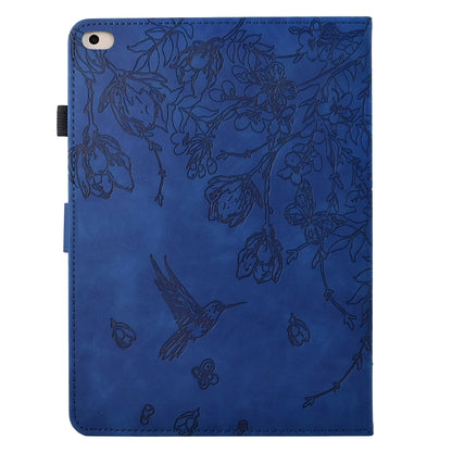 For iPad 9.7 2018 / 2017 Flowers and Bird Embossed Smart Leather Tablet Case(Dark Blue) - iPad 9.7 (2018) & (2017) Cases by buy2fix | Online Shopping UK | buy2fix