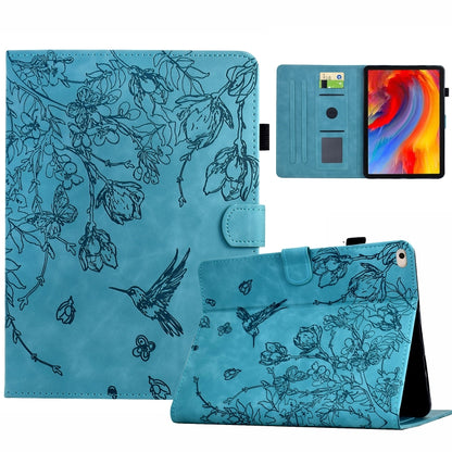 For iPad 9.7 2018 / 2017 Flowers and Bird Embossed Smart Leather Tablet Case(Light Blue) - iPad 9.7 (2018) & (2017) Cases by buy2fix | Online Shopping UK | buy2fix
