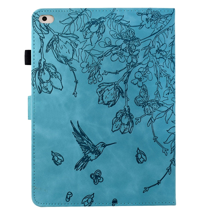 For iPad 9.7 2018 / 2017 Flowers and Bird Embossed Smart Leather Tablet Case(Light Blue) - iPad 9.7 (2018) & (2017) Cases by buy2fix | Online Shopping UK | buy2fix