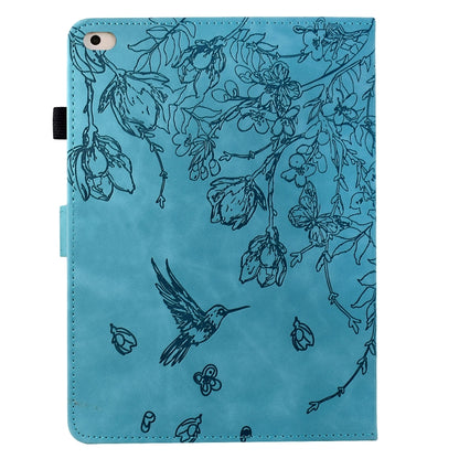 For iPad 9.7 2018 / 2017 Flowers and Bird Embossed Smart Leather Tablet Case(Light Blue) - iPad 9.7 (2018) & (2017) Cases by buy2fix | Online Shopping UK | buy2fix