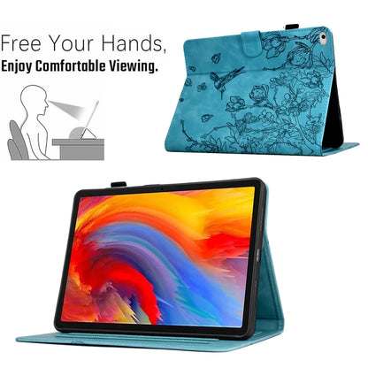 For iPad 9.7 2018 / 2017 Flowers and Bird Embossed Smart Leather Tablet Case(Light Blue) - iPad 9.7 (2018) & (2017) Cases by buy2fix | Online Shopping UK | buy2fix