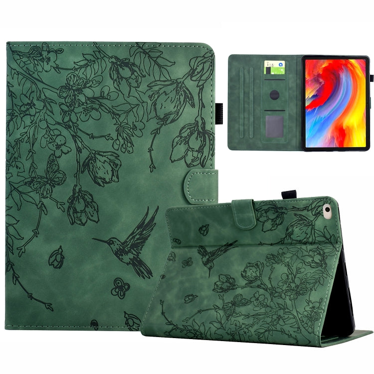 For iPad 9.7 2018 / 2017 Flowers and Bird Embossed Smart Leather Tablet Case(Green) - iPad 9.7 (2018) & (2017) Cases by buy2fix | Online Shopping UK | buy2fix
