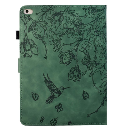For iPad 9.7 2018 / 2017 Flowers and Bird Embossed Smart Leather Tablet Case(Green) - iPad 9.7 (2018) & (2017) Cases by buy2fix | Online Shopping UK | buy2fix