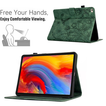 For iPad 9.7 2018 / 2017 Flowers and Bird Embossed Smart Leather Tablet Case(Green) - iPad 9.7 (2018) & (2017) Cases by buy2fix | Online Shopping UK | buy2fix