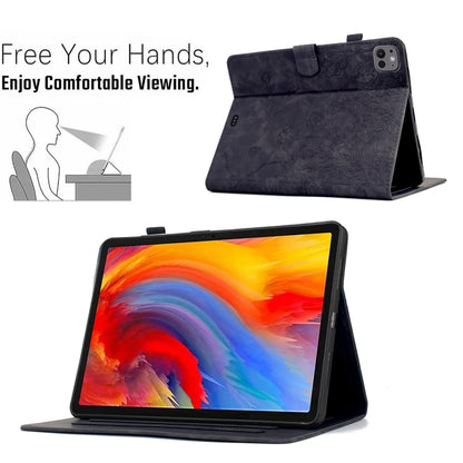 For iPad Pro 11 2024 Flowers and Bird Embossed Smart Leather Tablet Case(Black) - iPad Pro 11 2024 Cases by buy2fix | Online Shopping UK | buy2fix