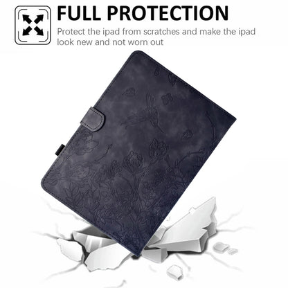 For iPad Pro 11 2024 Flowers and Bird Embossed Smart Leather Tablet Case(Black) - iPad Pro 11 2024 Cases by buy2fix | Online Shopping UK | buy2fix