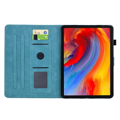 For iPad Pro 11 2024 Flowers and Bird Embossed Smart Leather Tablet Case(Light Blue) - iPad Pro 11 2024 Cases by buy2fix | Online Shopping UK | buy2fix