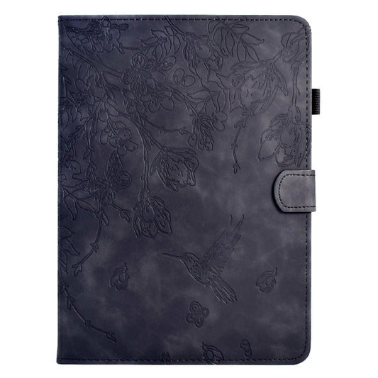 For Samsung Galaxy Tab S7 / S8 Flowers and Bird Embossed Smart Leather Tablet Case(Black) by buy2fix