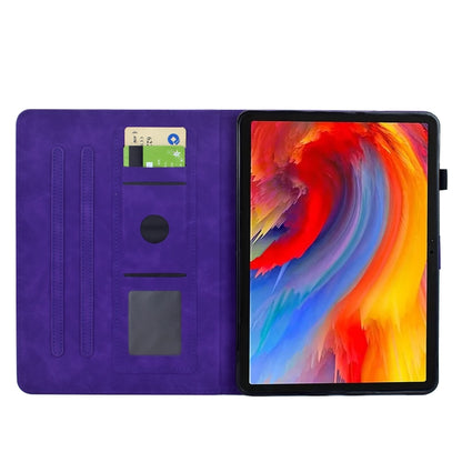 For Samsung Galaxy Tab S7 / S8 Flowers and Bird Embossed Smart Leather Tablet Case(Purple) by buy2fix