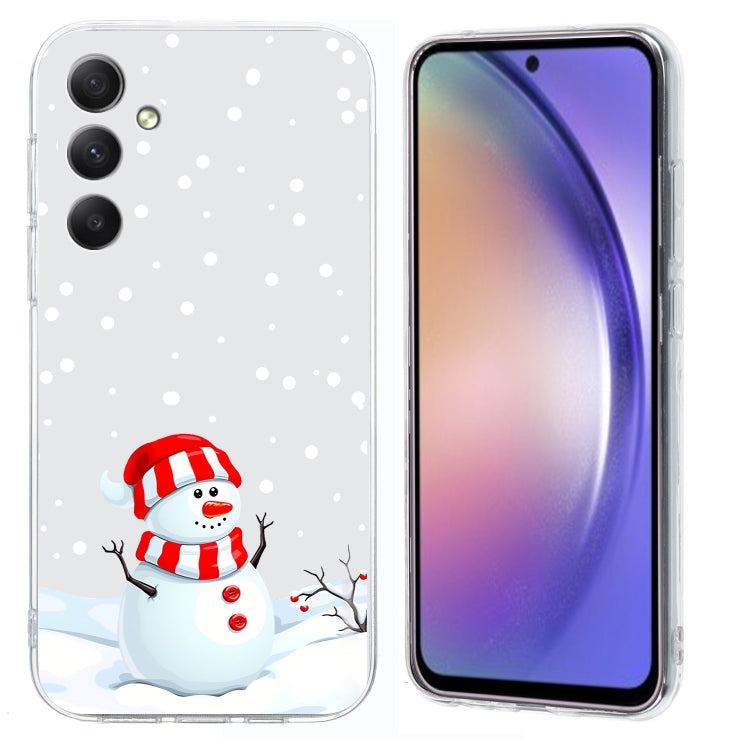 For Samsung Galaxy S25 5G Christmas Painted Pattern TPU Transparent Phone Case(Snowman) by buy2fix
