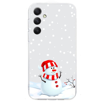 For Samsung Galaxy S25 5G Christmas Painted Pattern TPU Transparent Phone Case(Snowman) by buy2fix