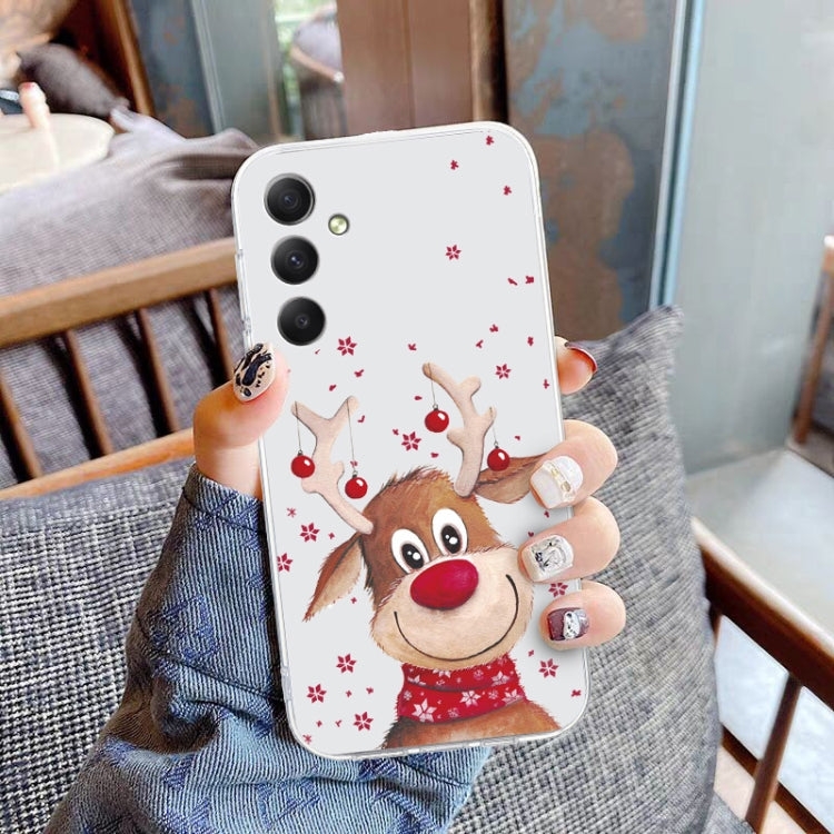 For Samsung Galaxy S25 5G Christmas Painted Pattern TPU Transparent Phone Case(Elk) - Galaxy S25 5G Cases by buy2fix | Online Shopping UK | buy2fix