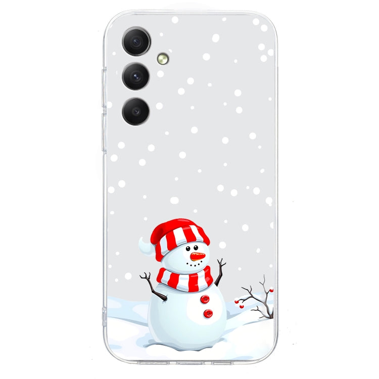 For Samsung Galaxy S25+ 5G Christmas Painted Pattern TPU Transparent Phone Case(Snowman) by buy2fix