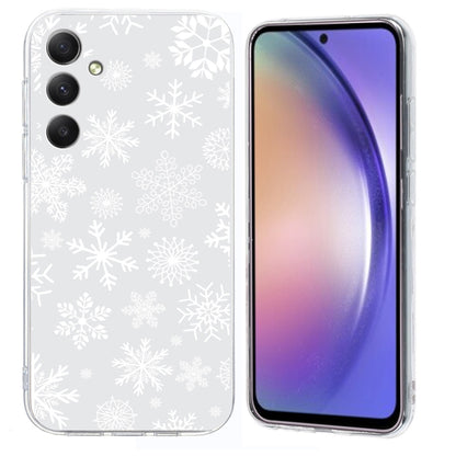For Samsung Galaxy S25+ 5G Christmas Painted Pattern TPU Transparent Phone Case(Snowflakes) by buy2fix
