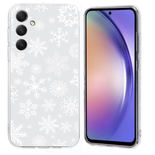 For Samsung Galaxy S25+ 5G Christmas Painted Pattern TPU Transparent Phone Case(Snowflakes)