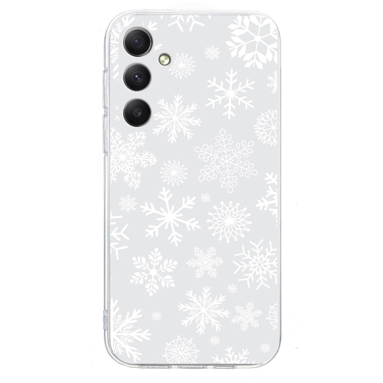 For Samsung Galaxy S25+ 5G Christmas Painted Pattern TPU Transparent Phone Case(Snowflakes) by buy2fix