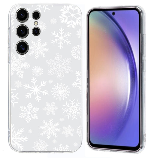 For Samsung Galaxy S25 Ultra 5G Christmas Painted Pattern TPU Transparent Phone Case(Snowflakes) - Galaxy S25 Ultra 5G Cases by buy2fix | Online Shopping UK | buy2fix