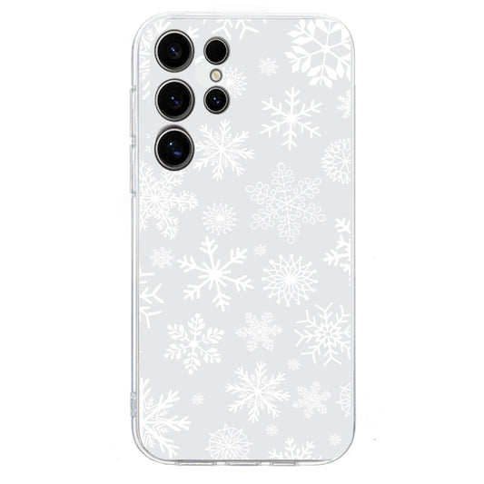 For Samsung Galaxy S25 Ultra 5G Christmas Painted Pattern TPU Transparent Phone Case(Snowflakes) by buy2fix