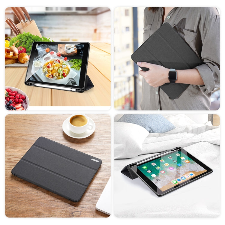 For iPad 9.7 inch(2017)/9.7 inch(2018)/iPad 6 DUX DUCIS Domo Series Horizontal Flip Magnetic PU Leather Case with Three-folding Holder & Pen Slot(Black) - iPad 9.7 (2018) & (2017) Cases by DUX DUCIS | Online Shopping UK | buy2fix