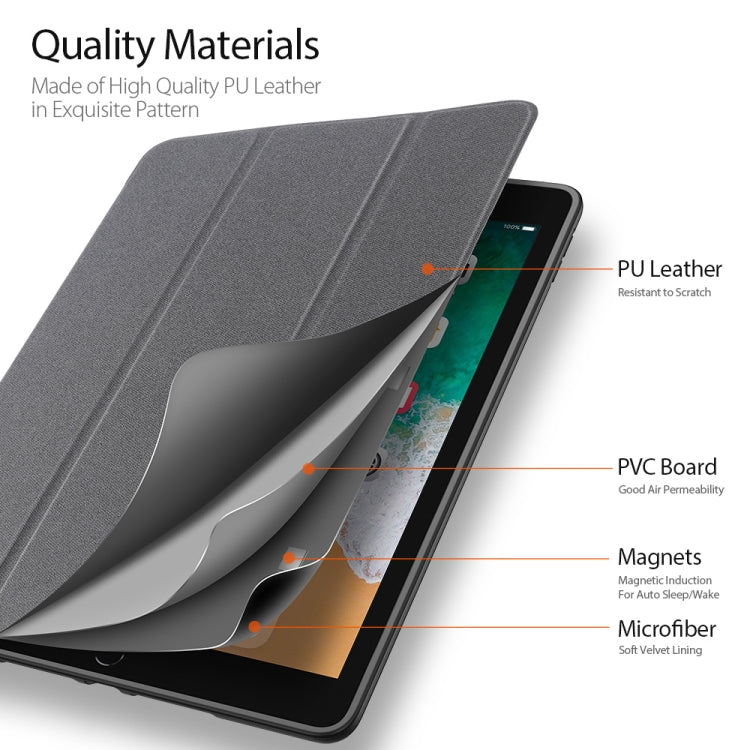 For iPad 9.7 inch(2017)/9.7 inch(2018)/iPad 6 DUX DUCIS Domo Series Horizontal Flip Magnetic PU Leather Case with Three-folding Holder & Pen Slot(Gray) - iPad 9.7 (2018) & (2017) Cases by DUX DUCIS | Online Shopping UK | buy2fix