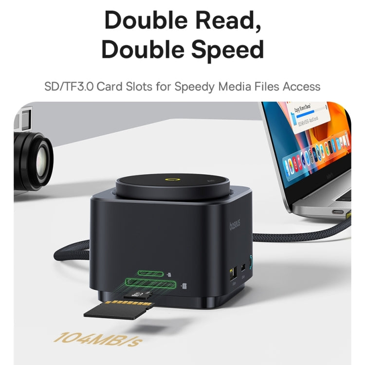 Baseus MagPro Series II 7 in 1 HUB Docking Station Magnetic Wireless Charger 15W(Black) - USB HUB by Baseus | Online Shopping UK | buy2fix