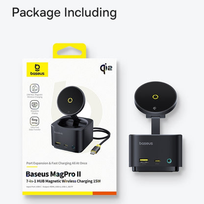 Baseus MagPro Series II 7 in 1 HUB Docking Station Magnetic Wireless Charger 15W(Black) - USB HUB by Baseus | Online Shopping UK | buy2fix