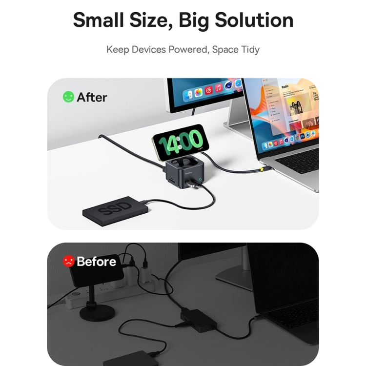 Baseus MagPro Series II 7 in 1 HUB Docking Station Magnetic Wireless Charger 15W(Black) - USB HUB by Baseus | Online Shopping UK | buy2fix