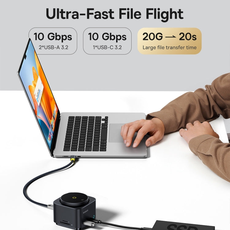 Baseus MagPro Series II 7 in 1 HUB Docking Station Magnetic Wireless Charger 15W(Black) - USB HUB by Baseus | Online Shopping UK | buy2fix