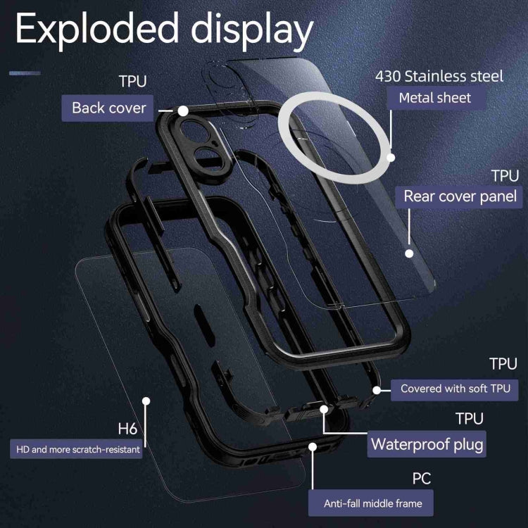 For iPhone 16 RedPepper IP68 Waterproof Triple-proof MagSafe Phone Case(Black) by RedPepper