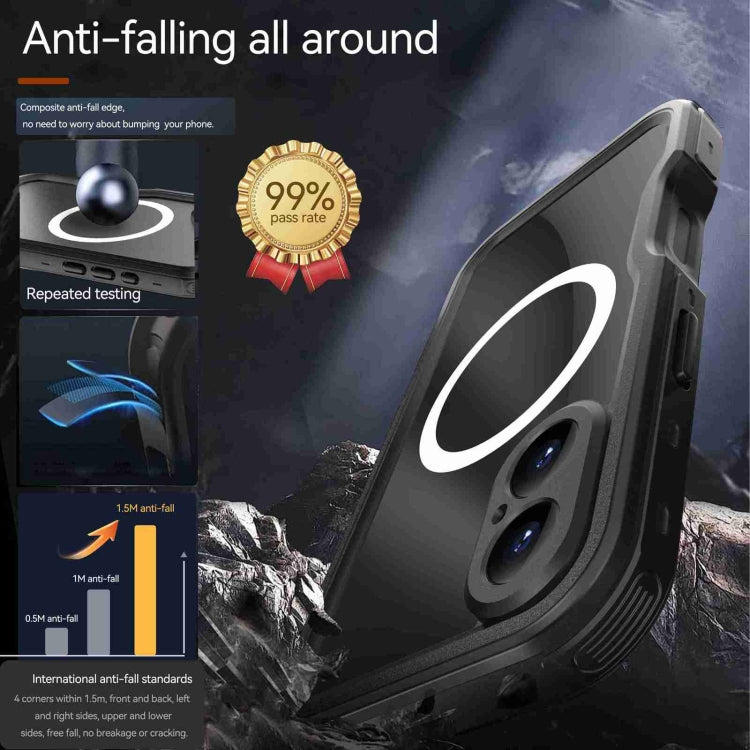 For iPhone 16 RedPepper IP68 Waterproof Triple-proof MagSafe Phone Case(Black) by RedPepper