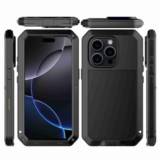 For iPhone 16 Pro Max RedPepper Triple-proof Metal Phone Case(Black) by RedPepper