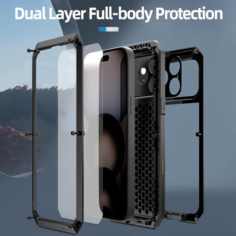 For iPhone 17 Pro Max RedPepper Triple-proof Metal Phone Case(Black) - iPhone 17 Pro Max Cases by RedPepper | Online Shopping UK | buy2fix