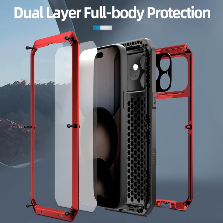 For iPhone 17 Pro Max RedPepper Triple-proof Metal Phone Case(Red) - iPhone 17 Pro Max Cases by RedPepper | Online Shopping UK | buy2fix
