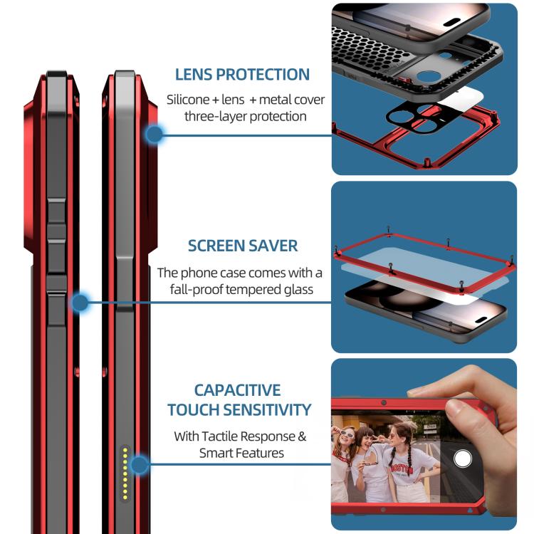 For iPhone 17 Pro Max RedPepper Triple-proof Metal Phone Case(Red) - iPhone 17 Pro Max Cases by RedPepper | Online Shopping UK | buy2fix