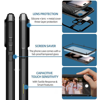 For iPhone 17 Pro RedPepper Triple-proof Metal Phone Case(Black) - iPhone 17 Pro Cases by RedPepper | Online Shopping UK | buy2fix