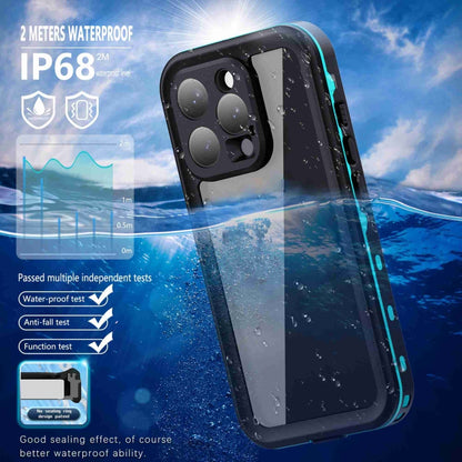 For iPhone 16 Pro RedPepper Transparent Dot IP68 Waterproof Triple-proof Phone Case(Black Blue) - iPhone 16 Pro Cases by RedPepper | Online Shopping UK | buy2fix