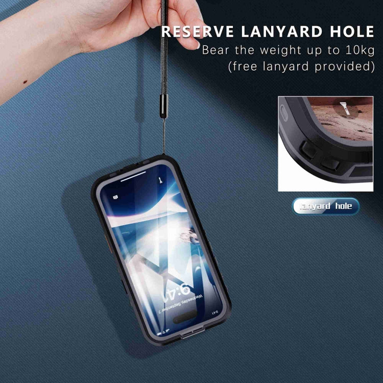 For iPhone 16 RedPepper Transparent Dot IP68 Waterproof Triple-proof Phone Case(Black Dark Grey) by RedPepper