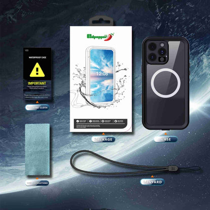 For iPhone 16 Pro Max RedPepper Transparent Dot IP68 Waterproof Triple-proof MagSafe Phone Case(Black Dark Grey) by RedPepper