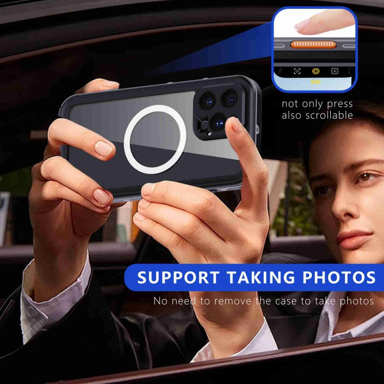 For iPhone 16 Pro Max RedPepper Transparent Dot IP68 Waterproof Triple-proof MagSafe Phone Case(Black Dark Grey) by RedPepper