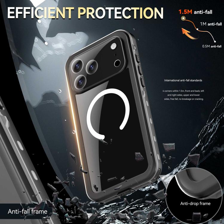 For iPhone 17 Pro Max RedPepper Transparent Dot IP68 Waterproof Triple-proof MagSafe Phone Case(Black Dark Grey) - iPhone 17 Pro Max Cases by RedPepper | Online Shopping UK | buy2fix