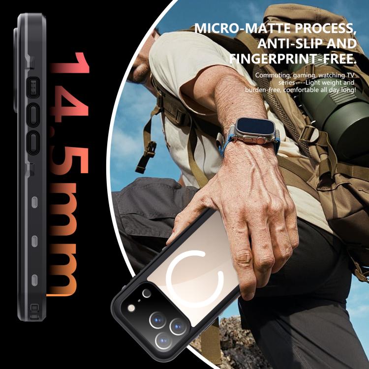 For iPhone 17 Pro RedPepper Transparent Dot IP68 Waterproof Triple-proof MagSafe Phone Case(Black Dark Grey) - iPhone 17 Pro Cases by RedPepper | Online Shopping UK | buy2fix