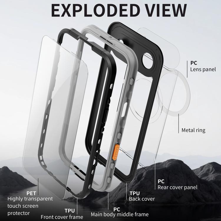 For iPhone 17 Air RedPepper Transparent Dot IP68 Waterproof Triple-proof MagSafe Phone Case(Black Dark Grey) - iPhone 17 Air Cases by RedPepper | Online Shopping UK | buy2fix