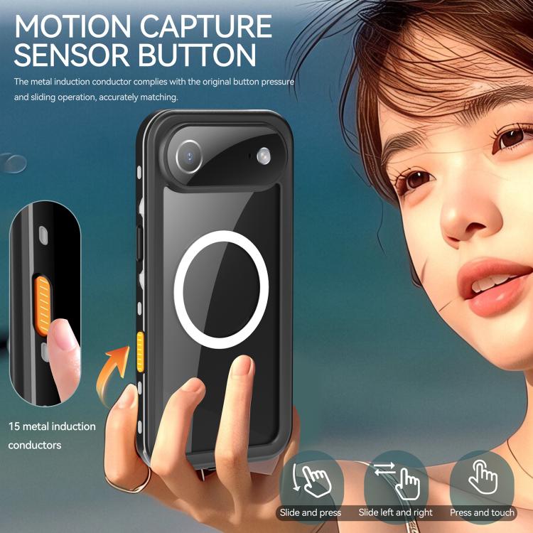 For iPhone 17 Air RedPepper Transparent Dot IP68 Waterproof Triple-proof MagSafe Phone Case(Black Dark Grey) - iPhone 17 Air Cases by RedPepper | Online Shopping UK | buy2fix