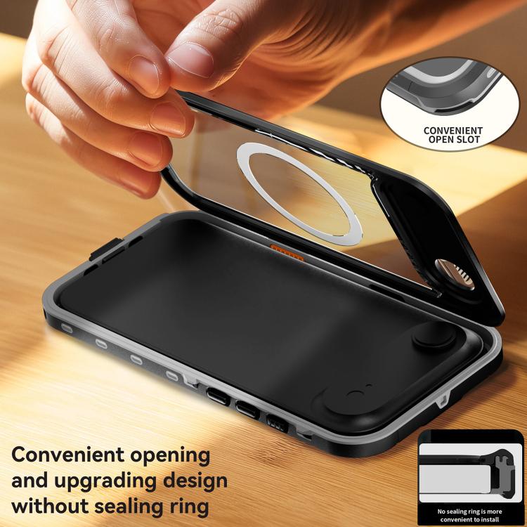 For iPhone 17 Air RedPepper Transparent Dot IP68 Waterproof Triple-proof MagSafe Phone Case(Black Dark Grey) - iPhone 17 Air Cases by RedPepper | Online Shopping UK | buy2fix