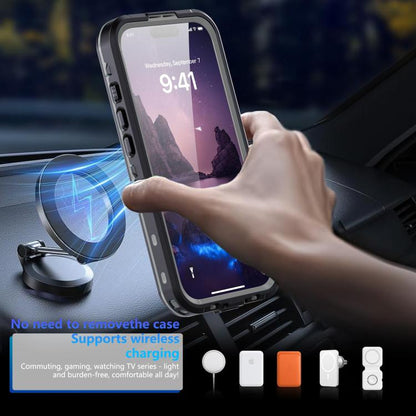 For iPhone 17 RedPepper Transparent Dot IP68 Waterproof Triple-proof MagSafe Phone Case(Black Dark Grey) - iPhone 17 Cases by RedPepper | Online Shopping UK | buy2fix