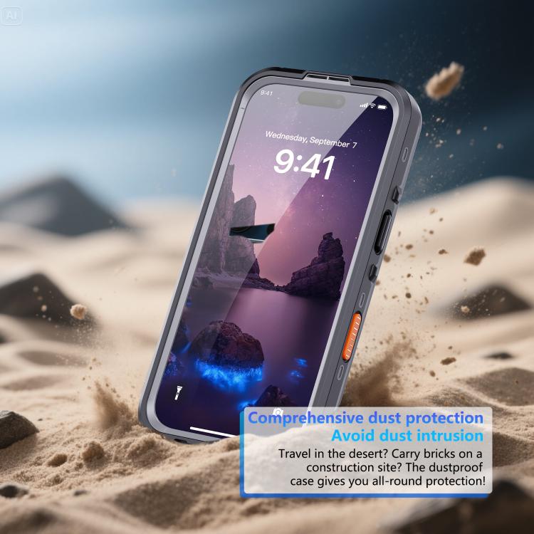 For iPhone 17 RedPepper Transparent Dot IP68 Waterproof Triple-proof MagSafe Phone Case(Black Dark Grey) - iPhone 17 Cases by RedPepper | Online Shopping UK | buy2fix