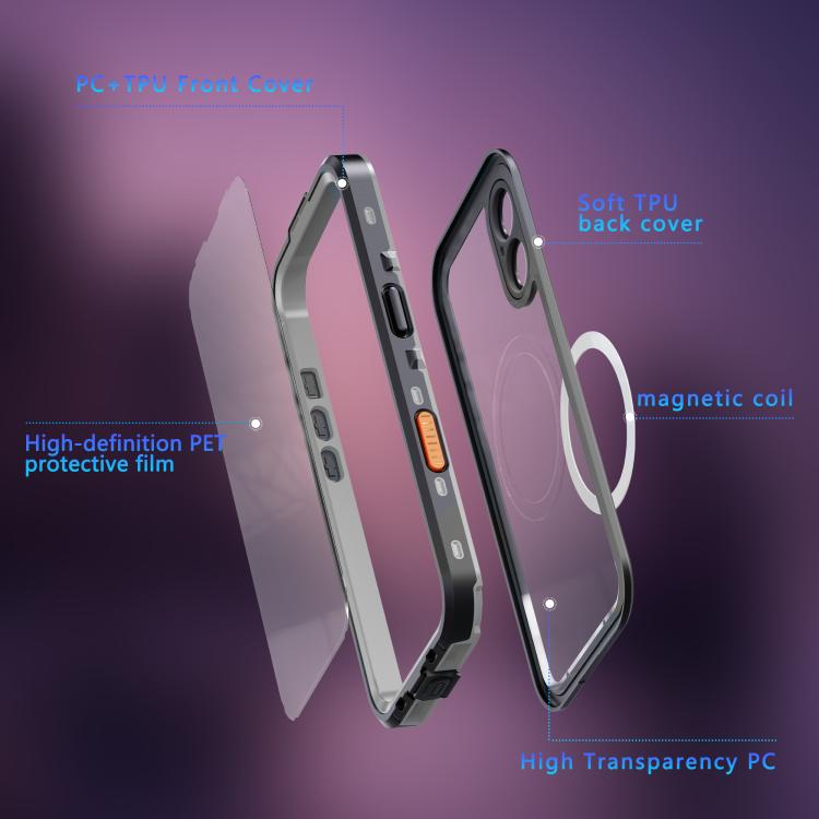 For iPhone 17 RedPepper Transparent Dot IP68 Waterproof Triple-proof MagSafe Phone Case(Black Dark Grey) - iPhone 17 Cases by RedPepper | Online Shopping UK | buy2fix